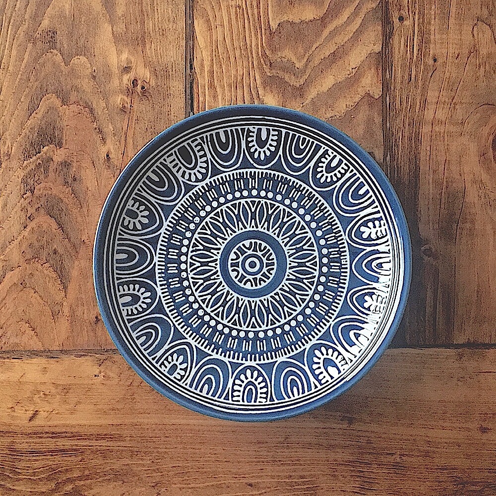 Boho/Indie blue stonewear plate